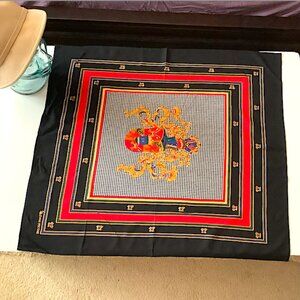 Evan Picone multi-color w/emblem shield, 27 x 27 inches square scarf, 100% rayon